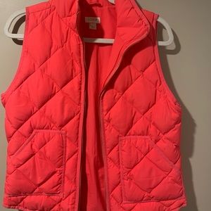 J. Crew Quilted Vest, Hot Pink, Size S